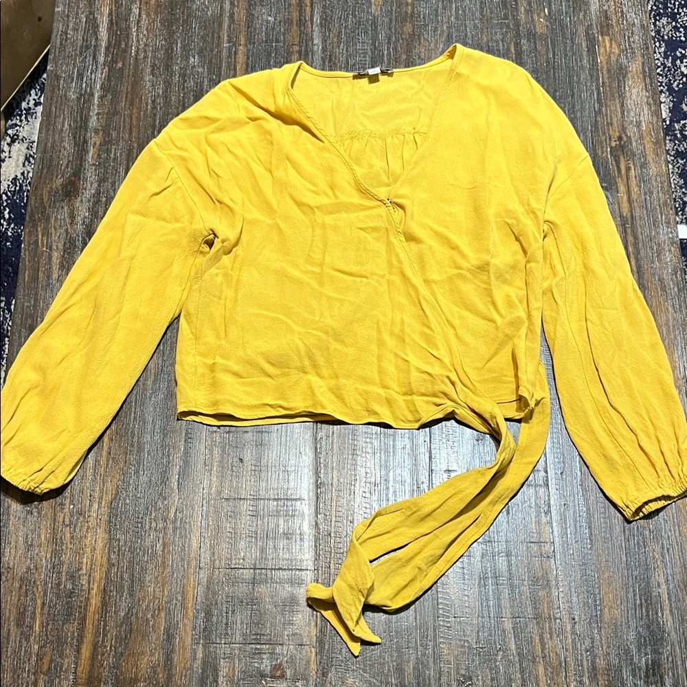 Madewell Mustard Yellow Wrap Blouse